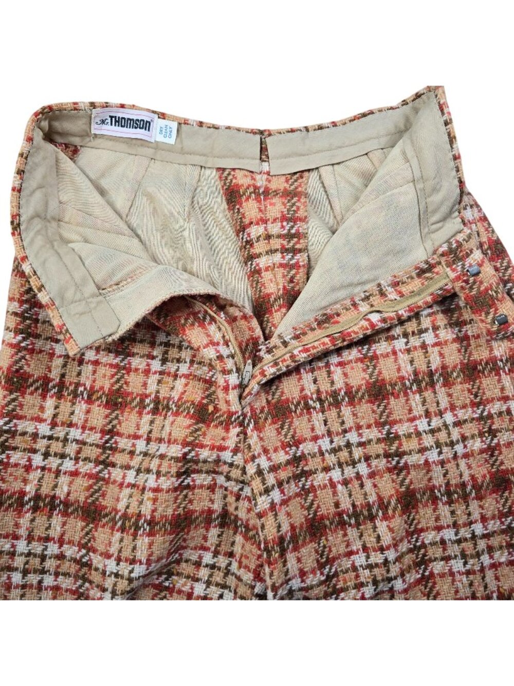 Vintage Mr. Thomson Wool Blend Plaid Pants, Men's 28